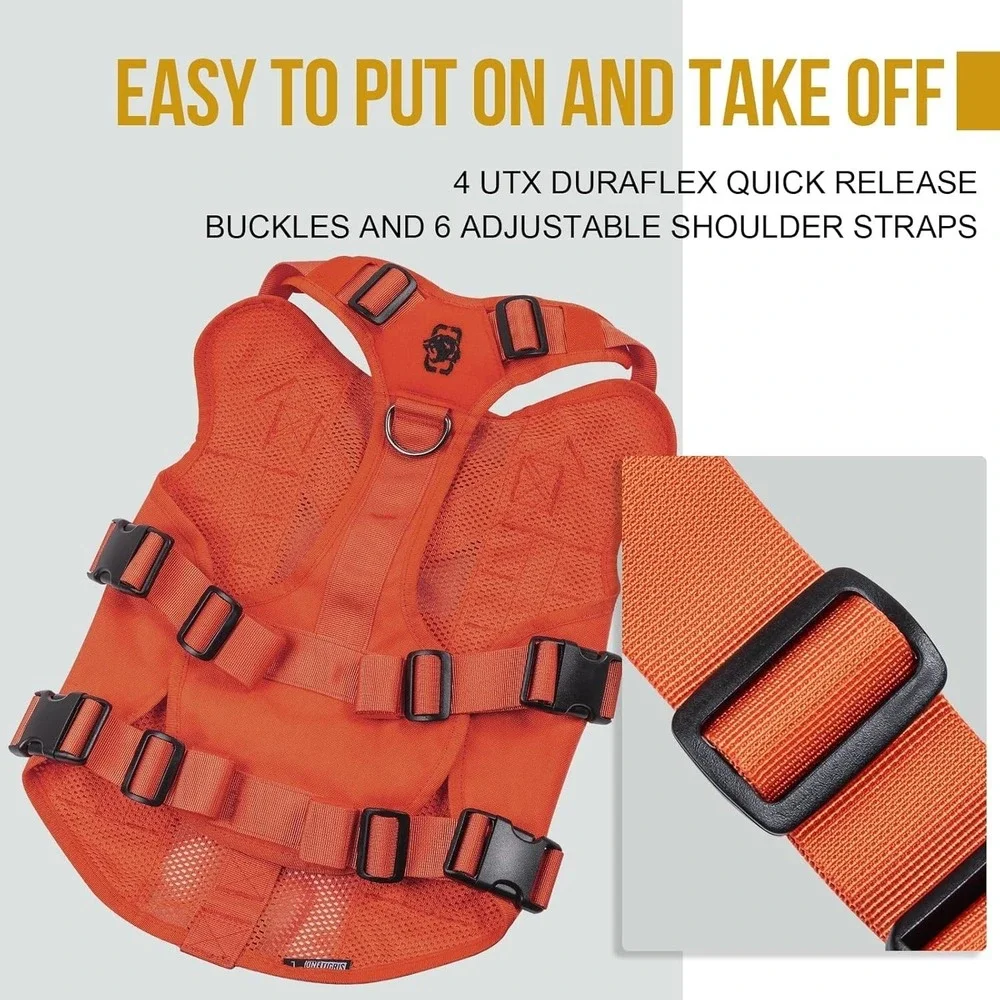 OneTigris Tactical Dog‎ Harness No Pull size M Breathable Mesh Handle Orange